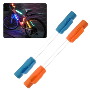 BuySKU72917 Flexible Silicone Bicycle Bike 3-Mode LED Safety Warning Fiber Optic Tail Light - 2 pcs/set (Blue+Orange)