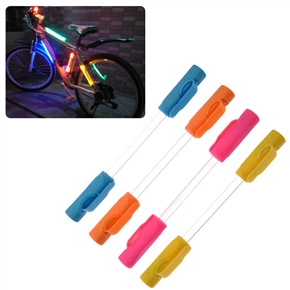 BuySKU72916 Flexible Silicone Bicycle Bike 3-Mode LED Safety Warning Fiber Optic Tail Light - 4 pcs/set (Blue+Orange+Yellow+Pink)