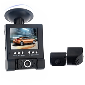 BuySKU72775 L-1000 2.7-inch TFT-LCD 180-degree Rotating Dual Camera HD 720P Car DVR Recorder with G-sensor /AV-out /AV-in (Black)