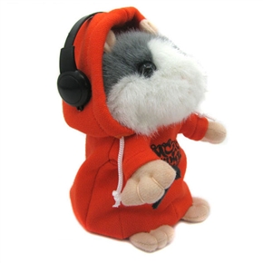 BuySKU73059 Lovely DJ Rapper Copy Voice Pet Wear Clothes Talking Hamster Plush Toy for Kids (Red & Grey)