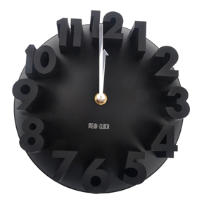 BuySKU72806 MD8809 Novelty 3D Arabic Numbers Round Shaped Quartz Wall Clock Art Clock (Black)