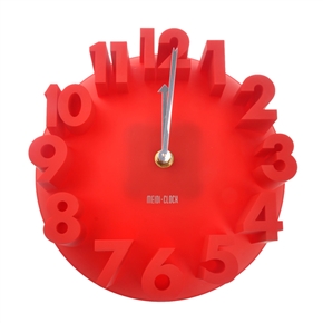 BuySKU72805 MD8809 Novelty 3D Arabic Numbers Round Shaped Quartz Wall Clock Art Clock (Red)