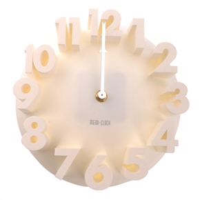 BuySKU72807 MD8809 Novelty 3D Arabic Numbers Round Shaped Quartz Wall Clock Art Clock (White)