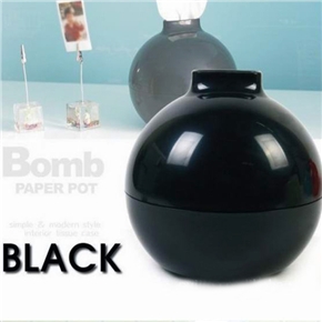 BuySKU72724 Novelty Plastic Round Bomb Shaped Tissue Box Paper Towel Tube Paper Pot (Black)