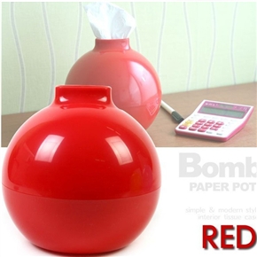 BuySKU72720 Novelty Plastic Round Bomb Shaped Tissue Box Paper Towel Tube Paper Pot (Red)