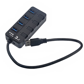 BuySKU72677 Portable Rectangle Shaped 5Gbps Super-speed USB 3.0 4-port Hub Adapter for Notebook /Laptop (Black)