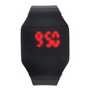 BuySKU72691 Stylish Unisex Touch Screen Digital LED Wrist Watch with Soft Plastic Band (Black)