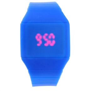 BuySKU72687 Stylish Unisex Touch Screen Digital LED Wrist Watch with Soft Plastic Band (Blue)