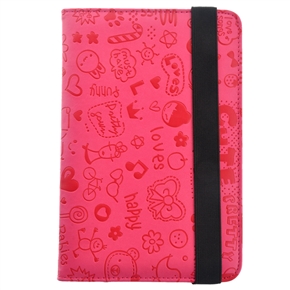 BuySKU72786 Universal Magic Girl Style PU Protective Case Cover with Stand & Elastic Band for 7-inch Tablet PC (Rosy)
