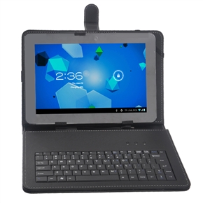 Universal Micro USB Keyboard PU Protective Magnetic Flip Case with Stand for 10.1-inch Tablet PC (Black)