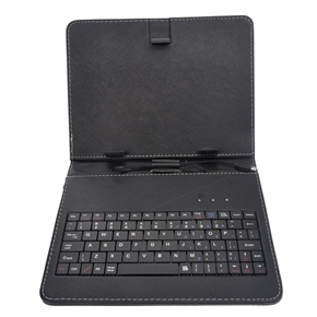 BuySKU72871 Universal Micro USB Keyboard PU Protective Magnetic Flip Case with Stand for 8-inch Tablet PC (Black)