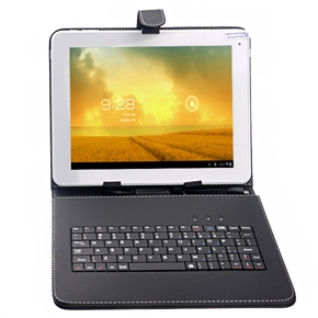 Universal Micro USB Keyboard PU Protective Magnetic Flip Case with Stand for 9.7-inch Tablet PC (Black)