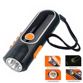 BuySKU72972 XLN-704 Hand-cranked /USB Powered LED Flashlight FM/AM Radio Cellphone Charger with Flashing Alarm