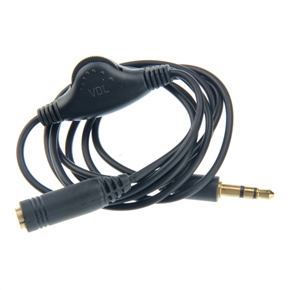 BuySKU73393 1M 3.5mm Male to Female Stereo Headphone Audio Extension Cable Cord with Volume Control (Black)