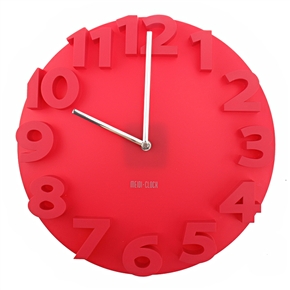BuySKU73454 8806 Novelty Round Shaped 3D Arabic Numbers Wall Clock Art Clock (Red)
