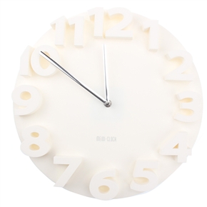 BuySKU73479 8806 Novelty Round Shaped 3D Arabic Numbers Wall Clock Art Clock (White)