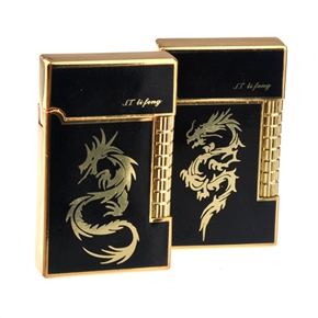 Cool Dragon Pattern Decor Windproof Metal Refillable Cigarette Lighter - Random Pattern (Golden)