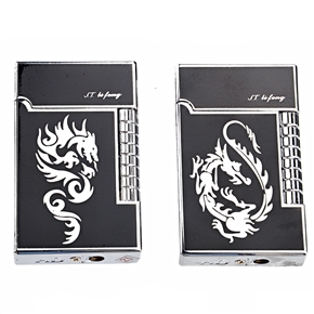 Cool Dragon Pattern Decor Windproof Metal Refillable Cigarette Lighter - Random Pattern (Silver)