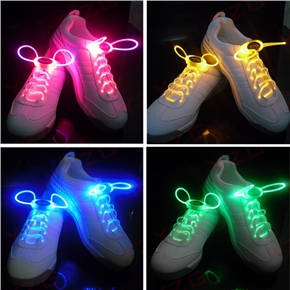 BuySKU73538 LED Flashing Shining Shoelaces - 4 pair/set (Blue & Green & Pink & Yellow)