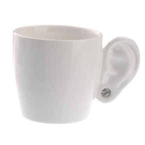 BuySKU73238 Novelty Shining Rhinestone Decor Ear-shaped Handle Ceramic Coffee Cup Mug Cup (White)