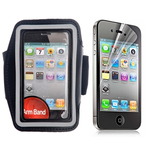 BuySKU73946 2-in-1 Adjustable Soft Neoprene Sports Armband Case & Screen Protector Set for iPhone 4 /iPhone 4S (Black)
