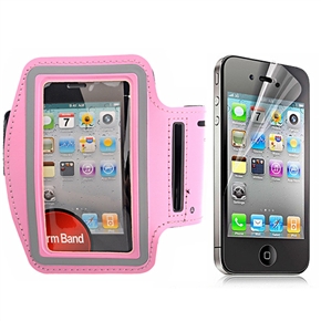 BuySKU73945 2-in-1 Adjustable Soft Neoprene Sports Armband Case & Screen Protector Set for iPhone 4 /iPhone 4S (Pink)