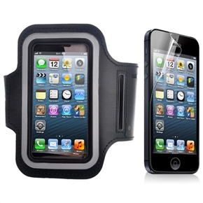 BuySKU73952 2-in-1 Adjustable Soft Neoprene Sports Armband Protective Case & Screen Protector Set for iPhone 5 (Black)