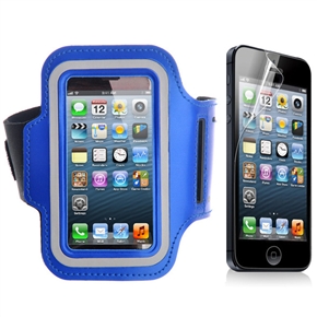 BuySKU73949 2-in-1 Adjustable Soft Neoprene Sports Armband Protective Case & Screen Protector Set for iPhone 5 (Blue)