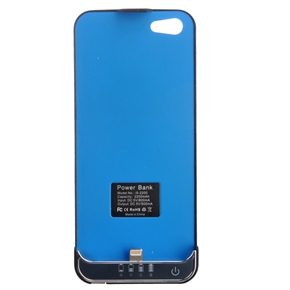 BuySKU73833 2200mAh Mobile Power Bank Backup Battery Protective Back Cover with Earphone Jack for iPhone 5 (Black+Blue)