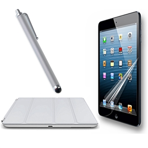 BuySKU73674 3-in-1 Smart PU Flip Cover Case & Capacitive Stylus Pen & Screen Protector Set for iPad mini (Grey & Silver)