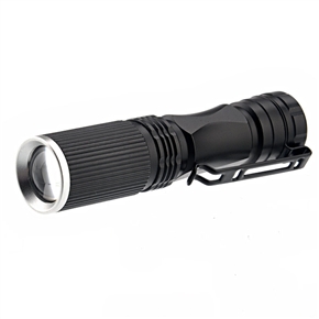 BuySKU73806 508 Focus Adjustable CREE Q5 3-Mode 250-lumen Mini LED Flashlight Torch with Pocket Clip (Black)