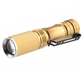 BuySKU73805 508 Focus Adjustable CREE Q5 3-Mode 250-lumen Mini LED Flashlight Torch with Pocket Clip (Golden)