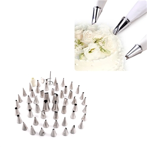 BuySKU73710 52pcs Stainless Steel Cake Decorating Icing Pastry Piping Nozzle Tips Set (Silver)