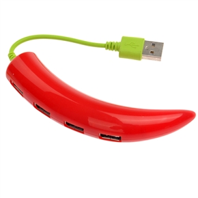 BuySKU73831 Creative Chili Shaped 480Mbps High-speed USB 2.0 4-port Hub Adapter for Notebook /Laptop (Red)