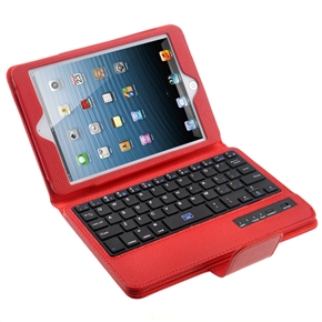 BuySKU74063 Detachable Wireless Bluetooth Keyboard Litchi Texture PU Protective Case Cover with Stand for iPad mini (Red)