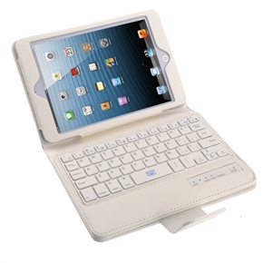 BuySKU74064 Detachable Wireless Bluetooth Keyboard Litchi Texture PU Protective Case Cover with Stand for iPad mini (White)