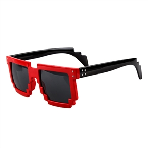 BuySKU74105 M09 Retro Style Full Frame Oversized Lens UV Protection Unisex Sunglasses (Red+Black)