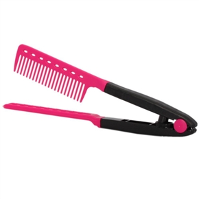 BuySKU73932 Novelty Clip-on Style V-shaped Hair Styling Comb DIY Salon Hairdressing Comb Hair Straightener (Black+Rosy)