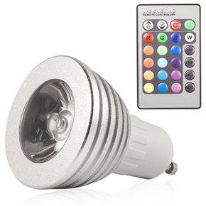 BuySKU74080 Portable GU10 85V-265V 3W 16-Color Changing IR Remote Control RGB LED Light Lamp Bulb 