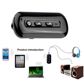 BuySKU74045 Portable Wireless Stereo Bluetooth Music/Audio Adapter Receiver with MIC & Pocket Clip for iPhone /iPad (Black)