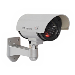 BuySKU74051 Realistic Looking Emulational Dummy IR Security Camera with Flashing Red Light (Silver)