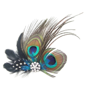 BuySKU73935 U154-1 Beautiful Peacock Feather Decor Hair Clip Hair Pin