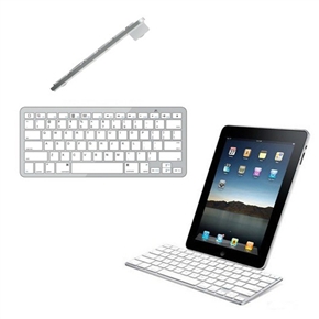 BuySKU73867 Ultra-slim 78-keys Wireless Bluetooth V2.0 Keyboard Keypad for iPad /iPhone /Macbook /Windows PC (White+Silver)