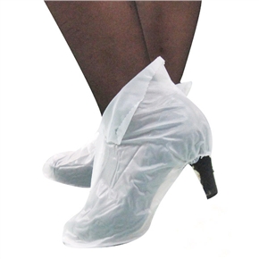 BuySKU74144 502 Reusable Foldable Zippered Non-slip PVC Women's High-heeled Low-top Rainproof Shoe Covers - Size XL (White)