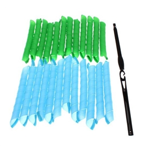 BuySKU74464 50cm Stretched Length Magic DIY Hair Curler Curl Formers Spiral Ringlets Circle Roller - 24 pcs/set (Blue & Green)