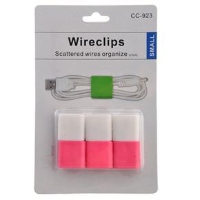 CC-923 6pcs Universal Soft Silicone Mini Wire Clips Cable Cord Winders - Small Size (Random Color)