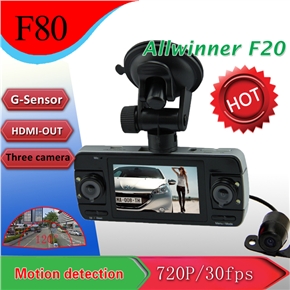 BuySKU74415 F80 2.7-inch LCD 120-degree Wide Angle Three-Lens HD 720P H.264 Car DVR with G-sensor /Loop Recording /HDMI /AV-out