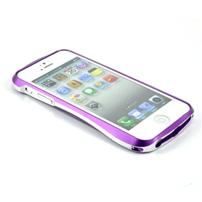 BuySKU74205 Fashion Durable Metal Frame Protective Bumper Case Cover for iPhone 5 (Purple & Silver)