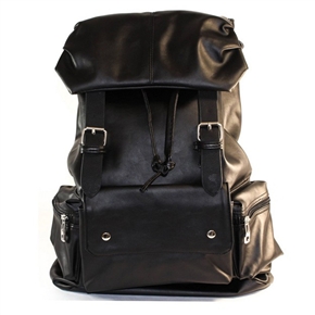 BuySKU74160 Fashion Soft PU Unisex Backpack Racksacks Shoulders Bag School Bag (Black)