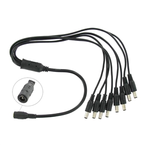 BuySKU74288 Portable Female 2.1mm Jack to 8 Male 2.1mm Plugs Power Y Adapter Cable for CCTV Camera (Black)